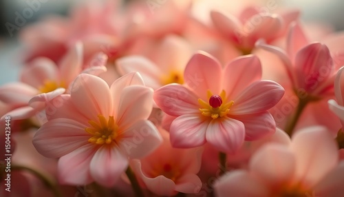bunch of pink flowers with yellow centers