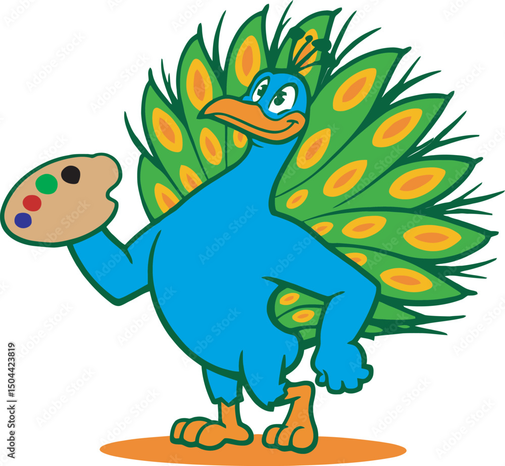 Obraz premium Artistic peacock painting with a palette.