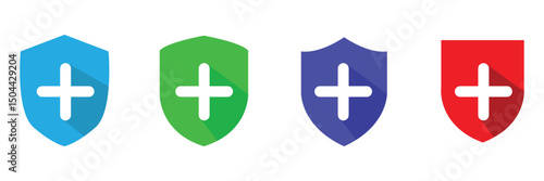 Medical health protection shield cross icons set. Protected shield concept eps 20. Vector Illustration .