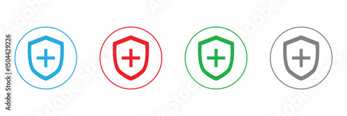 Medical health protection shield cross icons set. Protected shield concept eps 20. Vector Illustration .
