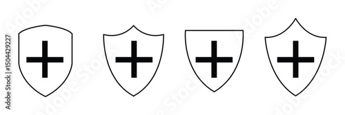 Medical health protection shield cross icons set. Protected shield concept eps 20. Vector Illustration .