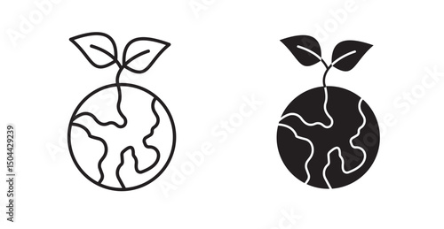 Green earth planet icon