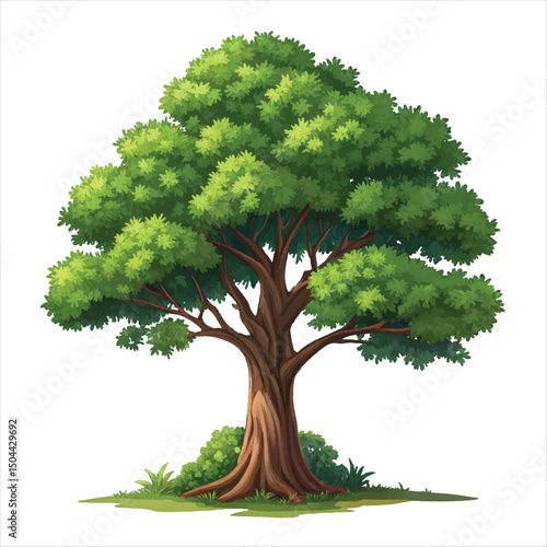  illustration of a lush green tree set with a brown.