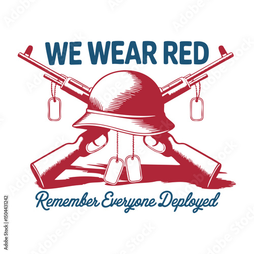 Remember Everyone Deployed Crossed Rifles and Helmet Graphic
