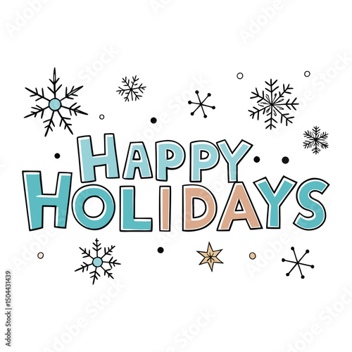 Festive happy holidays background with delicate white snowflakes falling on a soft, frosty backdrop—perfect for a cheerful and wintry seasonal celebration.
