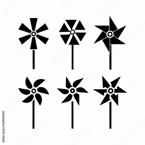 Pinwheel Icon Set Vector Silhouette.