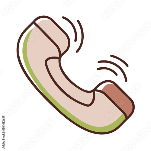 Stylized telephone receiver icon in green and beige colors with sound waves