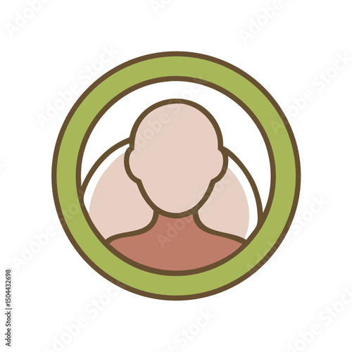 Stylized user profile icon with a green outline and multi-layered figures