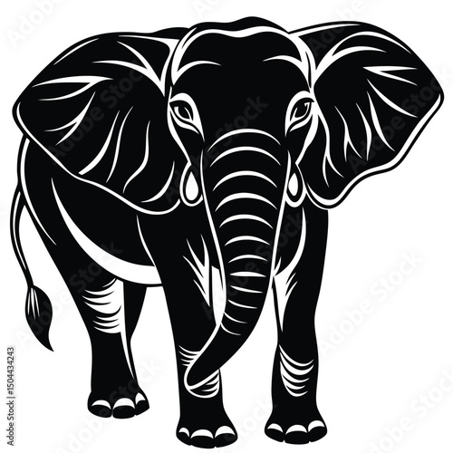 Wallpaper Mural Tribal Style Elephant Illustrations – Black and White Vector Art,Majestic Elephant Graphics – Stylized Wildlife Silhouettes Torontodigital.ca
