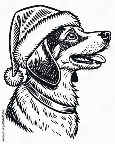 Christmas Dog Portrait Festive Canine Illustration