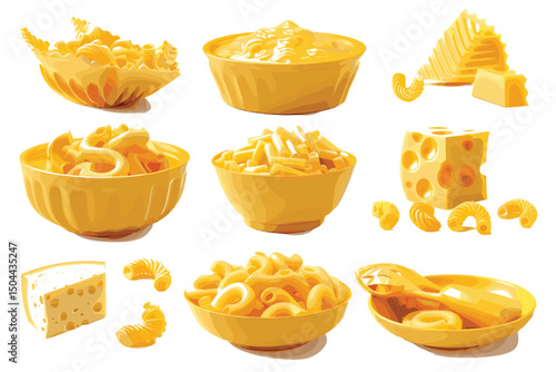 Uncooked dried conchiglie in bowl. Raw organic shell pasta isolated on white bachground with clipping path and full depth of field. 