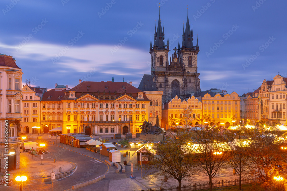 Fototapeta premium Church of Our Lady before Tyn at dawn, Prague, Czech Republic