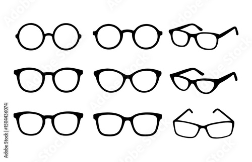 Set of glasses on white background. Set of glasses icon.