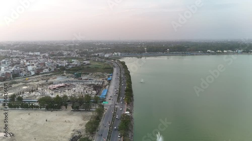 Drone View of Gorakhpur City – Aerial Shot of Urban Landscape Featuring Gorakhnath Temple, Roads, Residential Areas, and Green Spaces in Uttar Pradesh, India