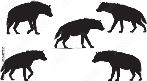 Hyena walking silhouette vector illustration
