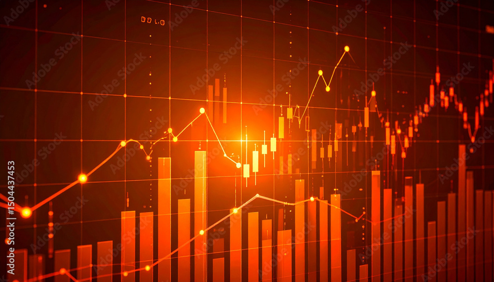 Naklejka premium Futuristic Stock Market Graph Financial Investment & Economic Trends