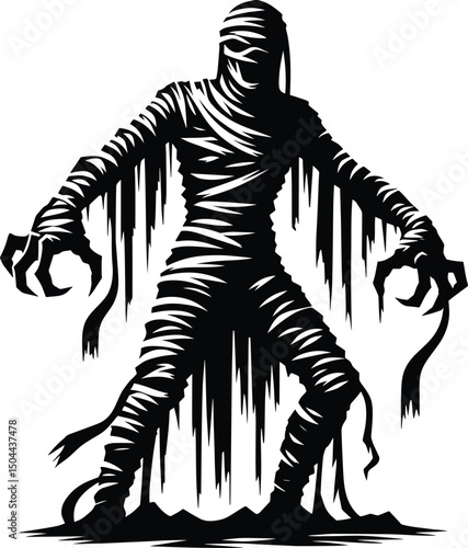 Mummy monster character halloween celebration vector illustration isolated on white background