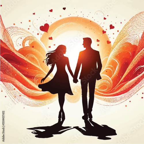 a couple holding hands with varying backgrounds