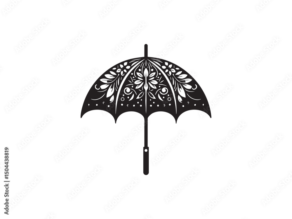 Umbrella Silhouette – Minimal Rain Protection Icon Vector. Umbrella Silhouette – Minimal Rain Protection Icon Vector.