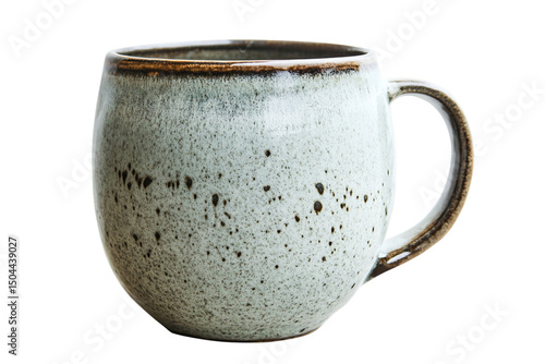 Stylish ceramic coffee mug rustic speckled design home decor cup tea hot on transparent background