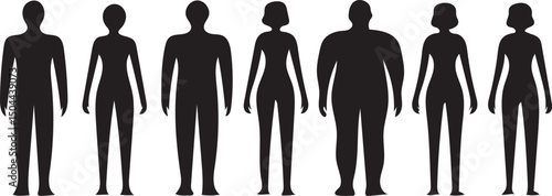 Human Body Shape Icons in Minimal Line Art Vector Style