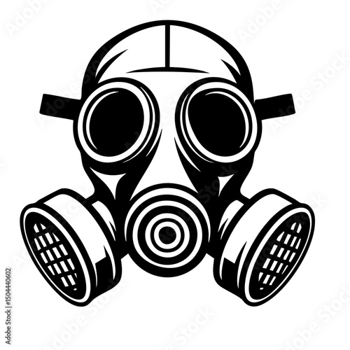 gas mask isolated Vector Black and White Silhouette illustration Svg