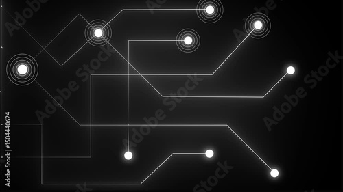 Abstract geometric connect lines and dots.Simple technology graphic background.Illustration Vector design Network and Connection concept. Neon glowing Circuit Logo Template icon design animation