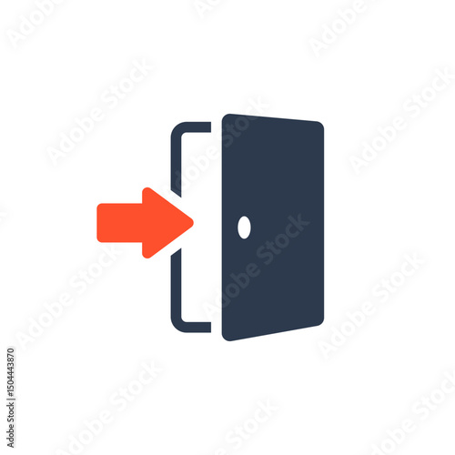 This unique icon signifies the importance of work safety, featuring an open door along with an exit arrow. Together, they symbolize safe egress and emergency preparedness for a variety of situations