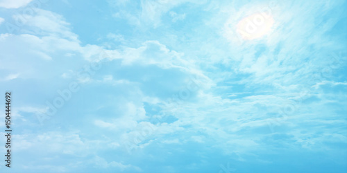 sunny sky blue light watercolor background. Aquarelle painting brush effect card paper textured canvas cloudy smoke space for text, entertaining card, template. aquamarine color graphics illustration