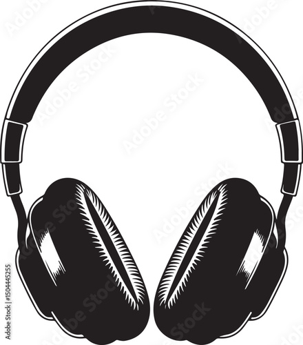 Wallpaper Mural A classic black and white illustration of headphones for music lovers and audio enthusiasts Torontodigital.ca