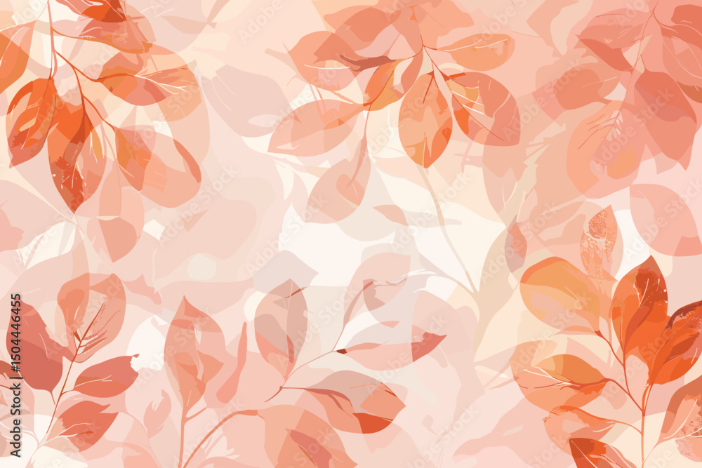 Fototapeta premium Colorful flowers and leaves poster background vector illustration. Exotic plants, branches, flowers and leaves art print for beauty, fashion and natural products, spa and wellness, wedding and event