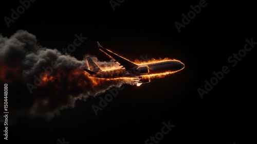 Wallpaper Mural Dramatic airplane in flames against dark sky Torontodigital.ca