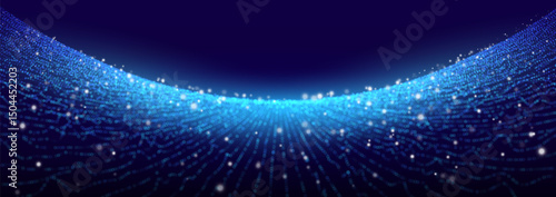 Artificial Intelligence abstract vector perspective grid digital background retro style wireframe wave landscape blue background futuristic technology data visualization
