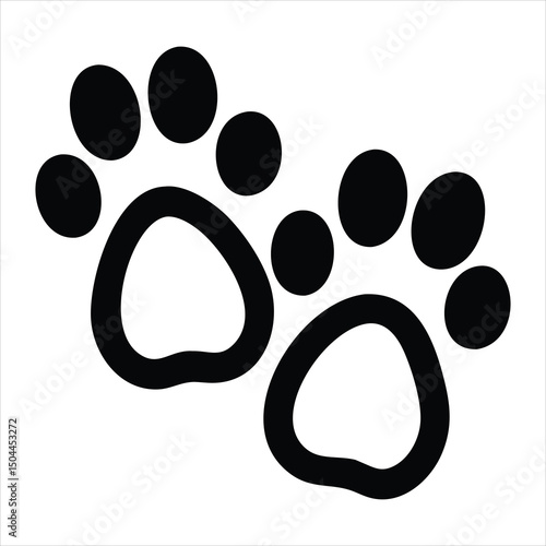 Set of footprint dog or cat paw icon vector illustration on white background.