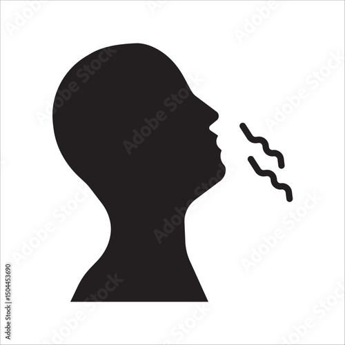 Breathing icon. Breath difficulties sign color editable