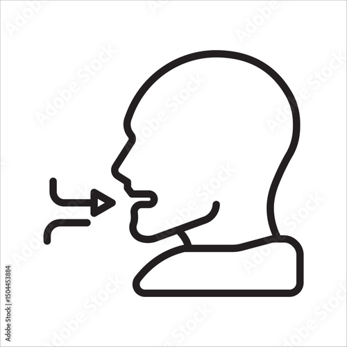 Breathing icon. Breath difficulties sign color editable