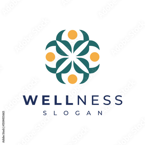 Modern Wellness Logo with Abstract Human and Floral Circle Design