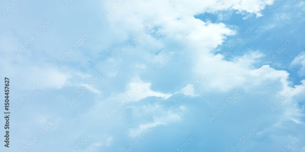 Fototapeta premium sunny sky blue light watercolor background. Aquarelle painting brush effect card paper textured canvas cloudy smoke space for text, entertaining card, template. aquamarine color graphics illustration