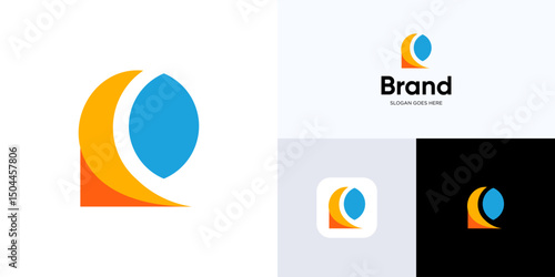 Abstract letter R with half moon colorful logo icon design vector illustration element editable, Symbol initial alphabet sign with crescent for creative brand identity and business company