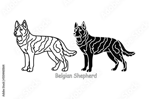 Belgian Shepherd Dog Coloring Page for Kids – Herding Breed Line Art Printable