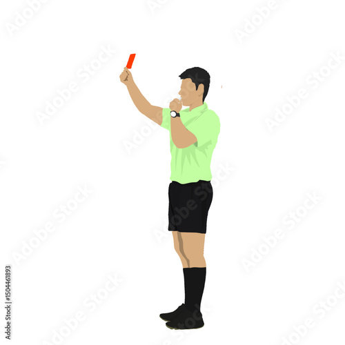 a referee is giving a red card to a player who committed a foul in the football game