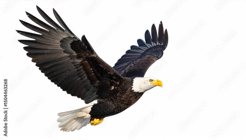 Flying bald eagle isolated on white background. Flying bald eagle isolated on white background.