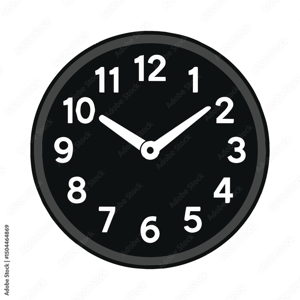Black Wall Clock Icon Time Management Symbol Art & Illustration Black Wall Clock Icon Time Management Symbol Art & Illustration