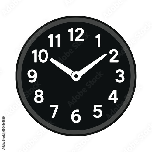 Black Wall Clock Icon Time Management Symbol Art & Illustration