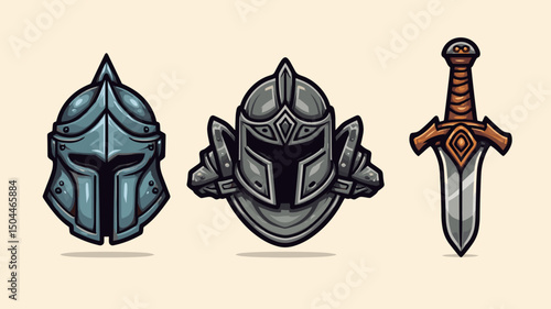 Detailed depiction of medieval armor and sword designs showcasing craftsmanship and valor from a historical perspective
