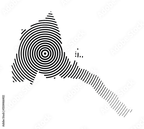 Abstract map of Eritrea showing the country with concentric black tapering lines