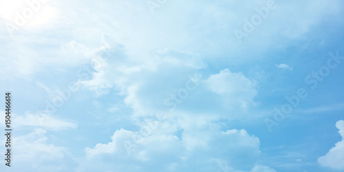 sunny sky blue light watercolor background. Aquarelle painting brush effect card paper textured canvas cloudy smoke space for text, entertaining card, template. aquamarine color graphics illustration