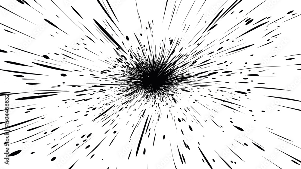 Obraz premium Dynamic black ink explosion pattern, digital art abstract. Vector illustration