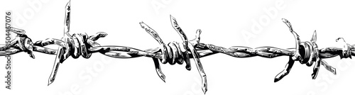 Black and white illustration of barbed wire as a symbol of restriction. Vector illustration