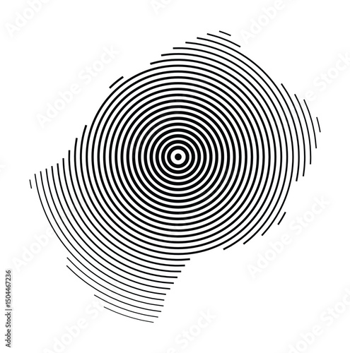 Abstract map of Lesotho showing the country with concentric black tapering lines